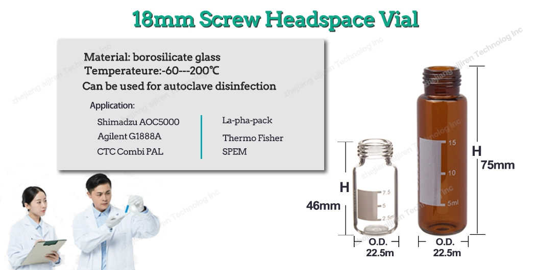 Wholesale Lab Gas Chromatography Shimadzu ND18 Glass Screw Headspace Vial 10ml