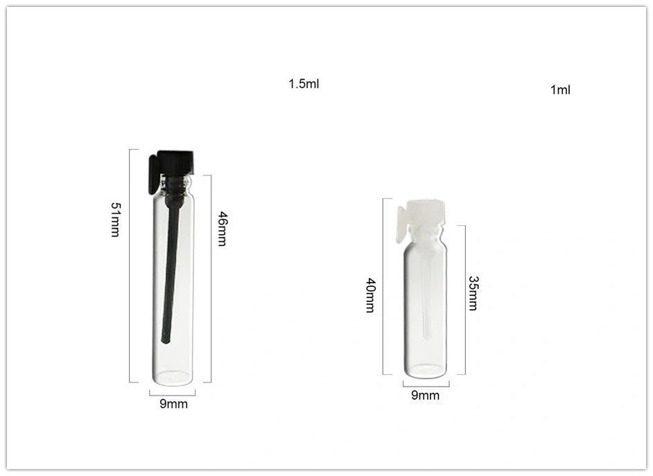 Mini Size Test Essential Oil Bottle 1ml 2ml 3ml Glass Perfume Sample Bottles Vials with Plastic Sticks for Essential Oil