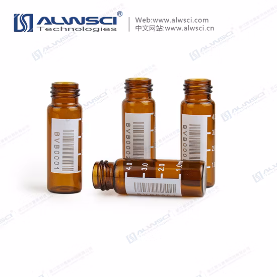 Alwsci 4ml 13-425 투명 유리 바코드 바이알