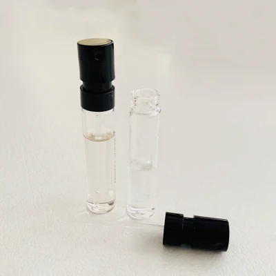 1ml, 1.5ml, 향수용 크림프 향수 펌프가 있는 2ml 섬광 바이알 붕규산 유리